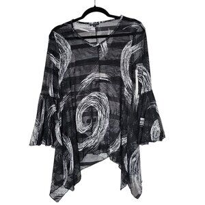 Dor Dor Couture S Black Top Mesh Asymmetric Flare Sleeve Whimsigoth Fairy Grunge